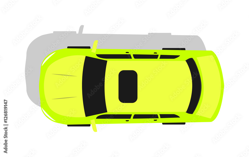 Green Car Top View Flat Design Vector Illustration Green Car Top View Flat Design Vector Illustration