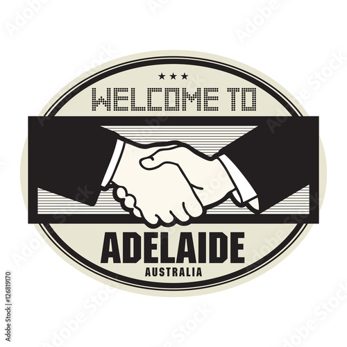 Stamp or label, business concept with handshake 