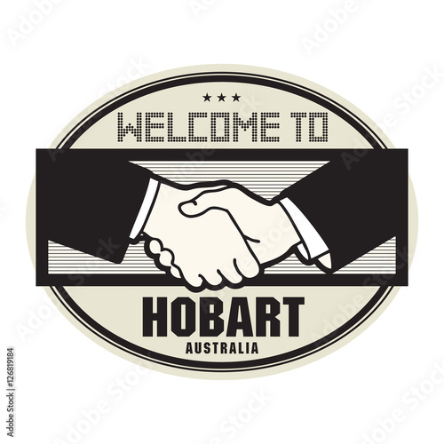 Stamp or label, business concept with handshake 