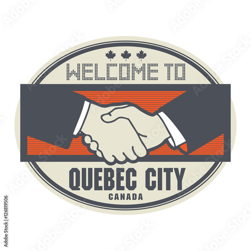 Stamp or label, business concept with handshake 