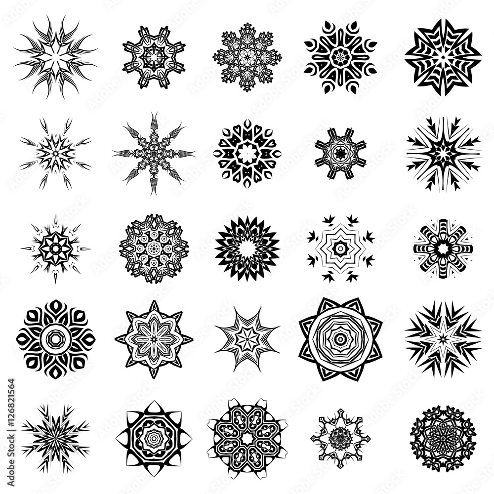 Set of Different Tribal Rosettes Tattoo Design Isolated on White Background. Polynesian Design Set of Different Tribal Rosettes Tattoo Design Isolated on White Background. Polynesian Design