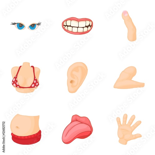 Human body icons set. Cartoon illustration of 9 human body vector icons for web