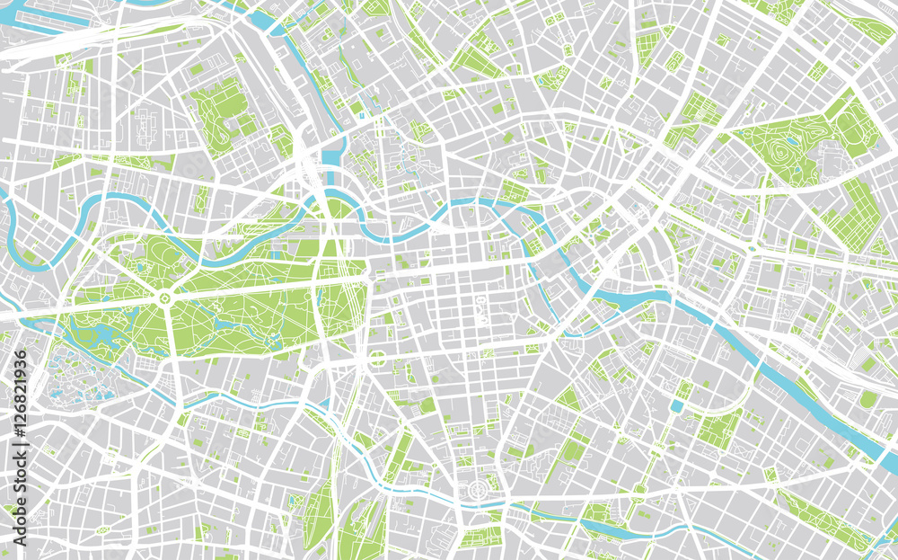Obraz premium Miejska mapa miasta Berlin, Niemcy
