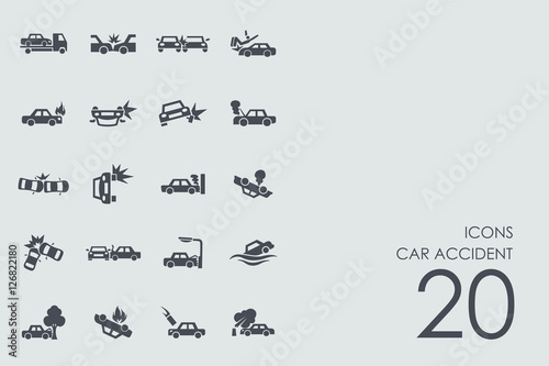 Set of car accident icons