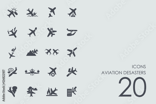Set of aviation desasters icons photo