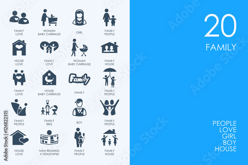 Set of BLUE HAMSTER Library family icons