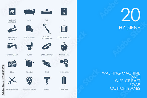 Set of BLUE HAMSTER Library hygiene icons