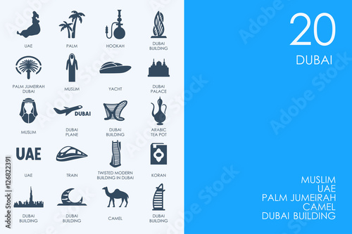 Set of BLUE HAMSTER Library Dubai icons