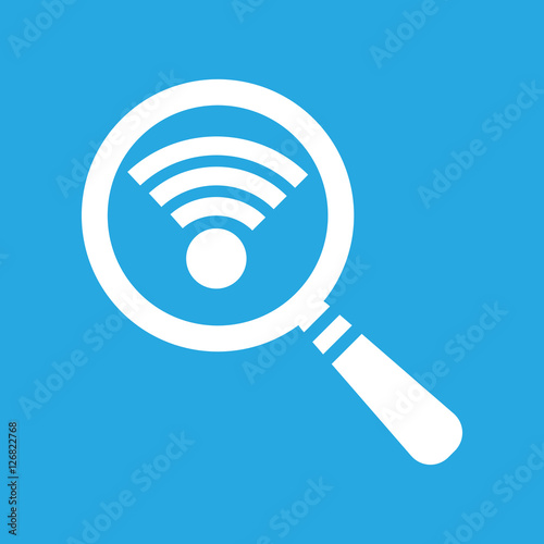 Search wi-fi connection icon, wifi searching pictogram on a blue