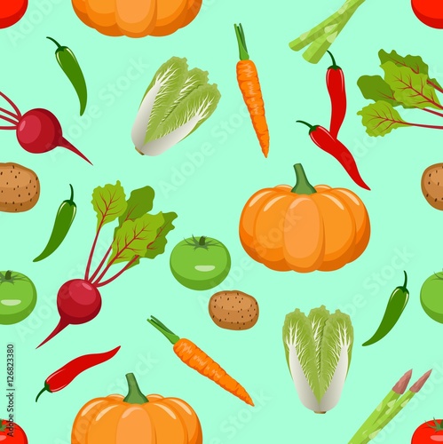 Seamless vegetables pattern. vector illustration
