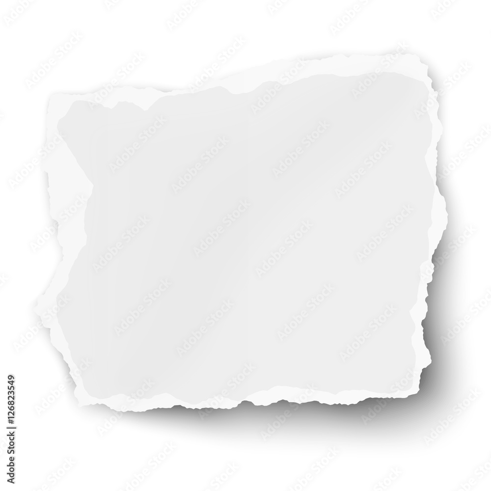 White vector square paper tear with soft shadow isolated White vector square paper tear with soft shadow isolated