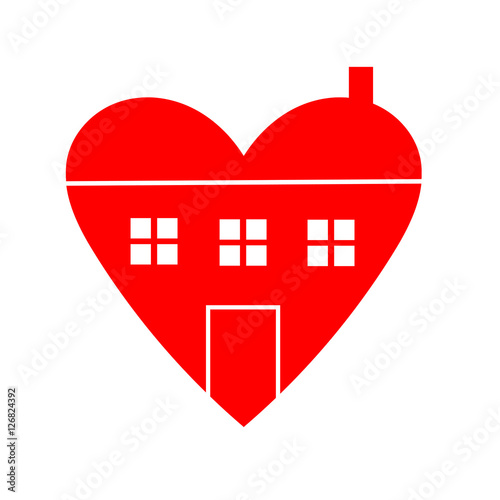 House with Heart Icon Isolated on White Background