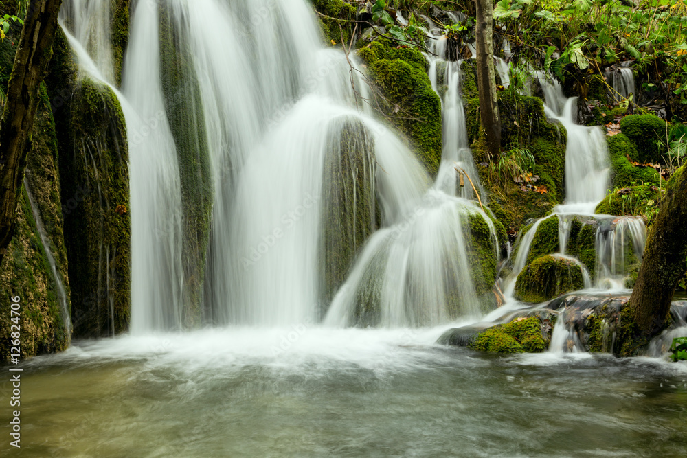 waterfall in deep forest in Plitvice national park waterfall in deep forest in Plitvice national park