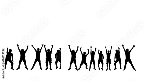 Silhouette of Success man jump with white background