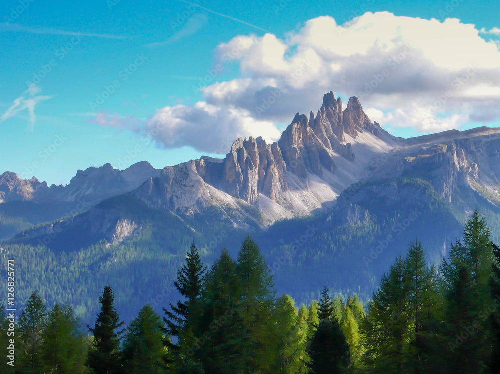 a view of the mountains in the Dolomites of the Italian Alps