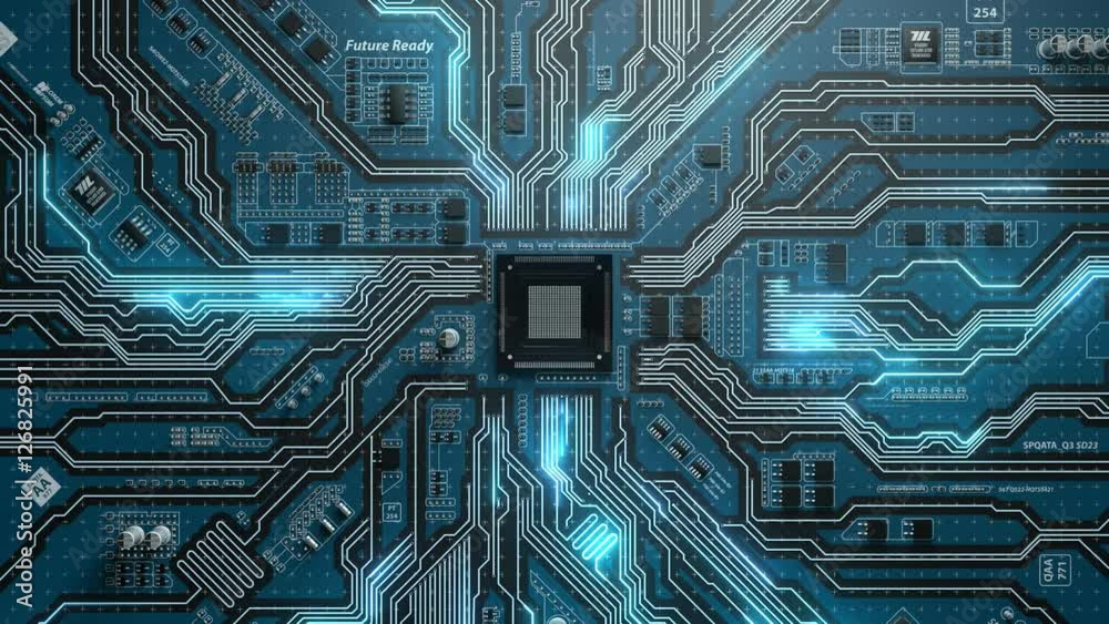 Seamlessly looping futuristic of electronic board