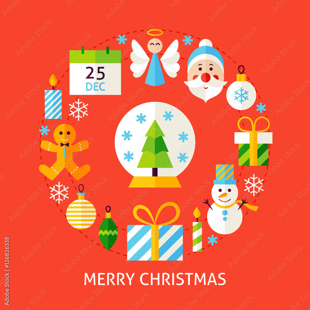 Merry Christmas Flat Concept