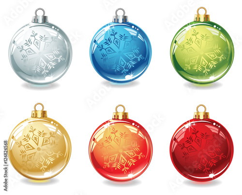 Set of vector multicolored Christmas balls. 