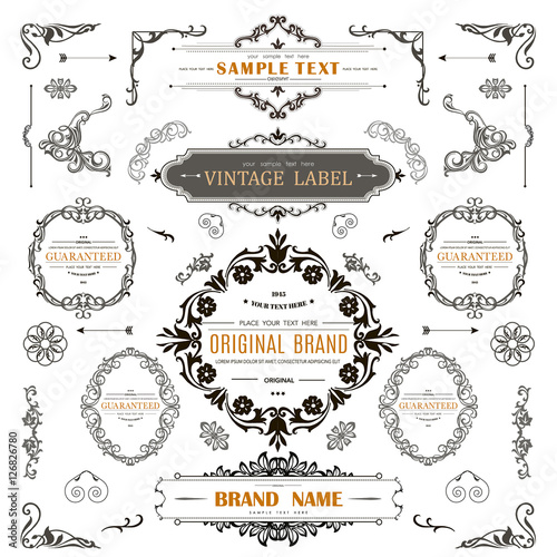 Vintage decorations curl elements.Classical calligraphic ornaments,frames,labels
