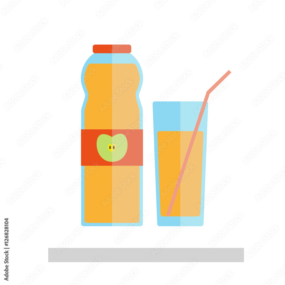 Apple juice glass and bottle isolated on white background. Apple juice glass and bottle isolated on white background.