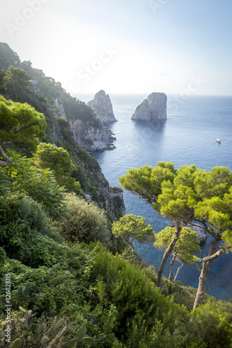 View on Faraglioni rocks from Capri island, Italy