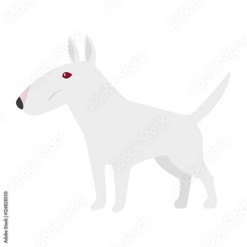 White pure bred bull terrier with red eyes / flat editable vector illustration, clip art © nadia_snopek