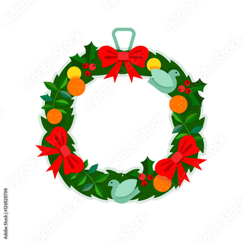 Christmas wreath and a bouquet in the background 