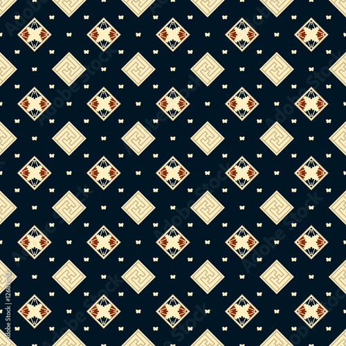 seamless vector dark blue geometric square classic pattern design
