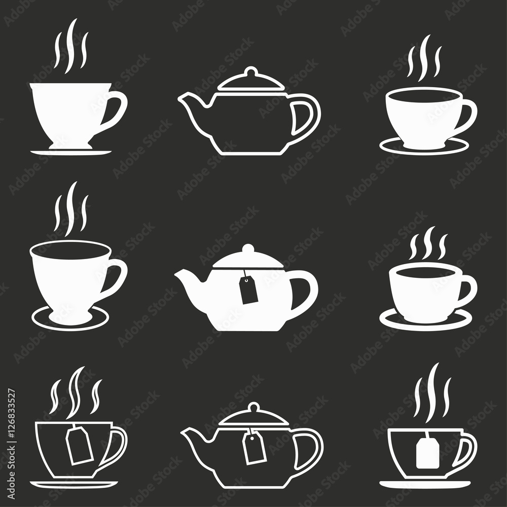 Obraz premium Tea icon set.