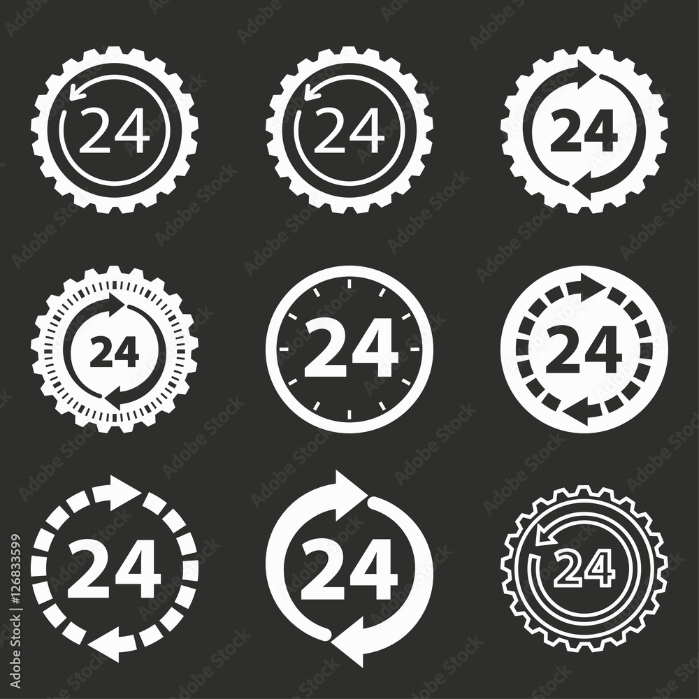 Obraz premium 24 hour service icon set.