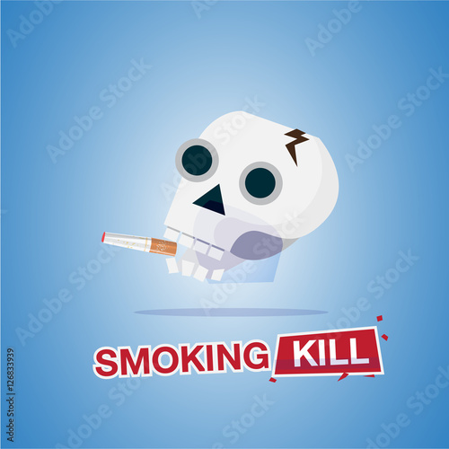 skull smoking, smoking kill concept - vector