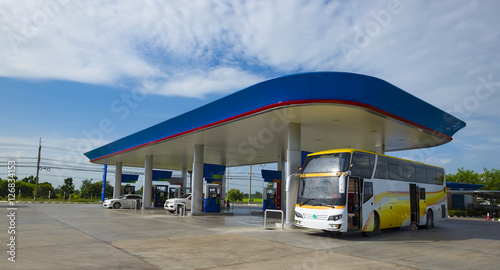 Gas station with clear sky