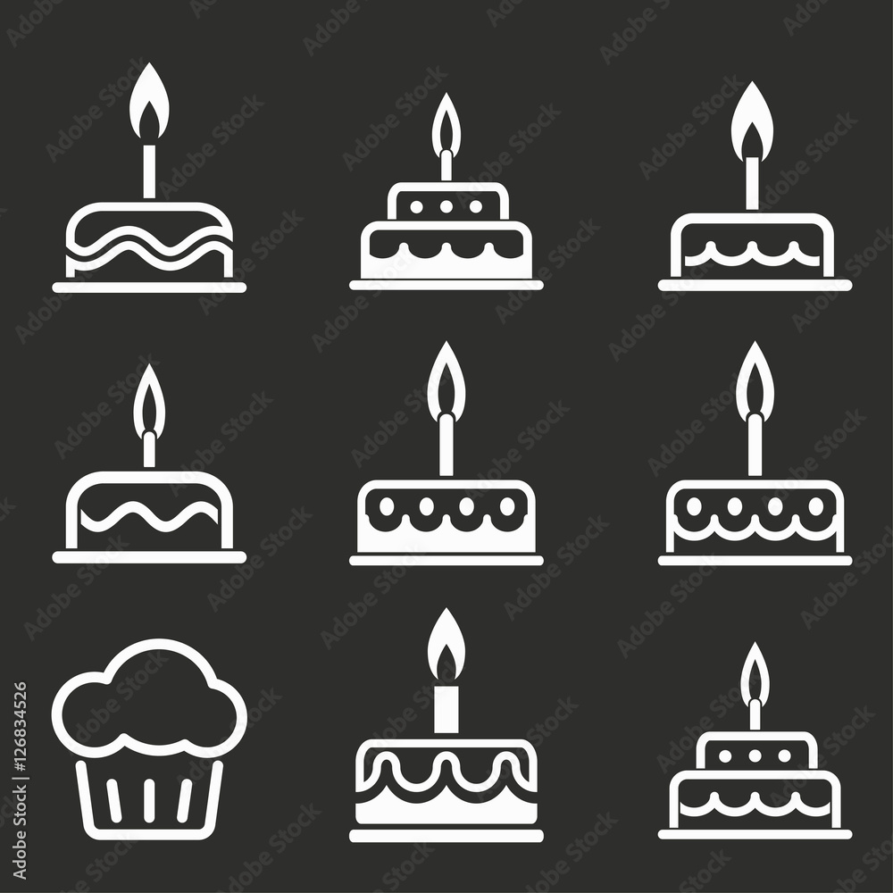 Cake icon set. Cake icon set.