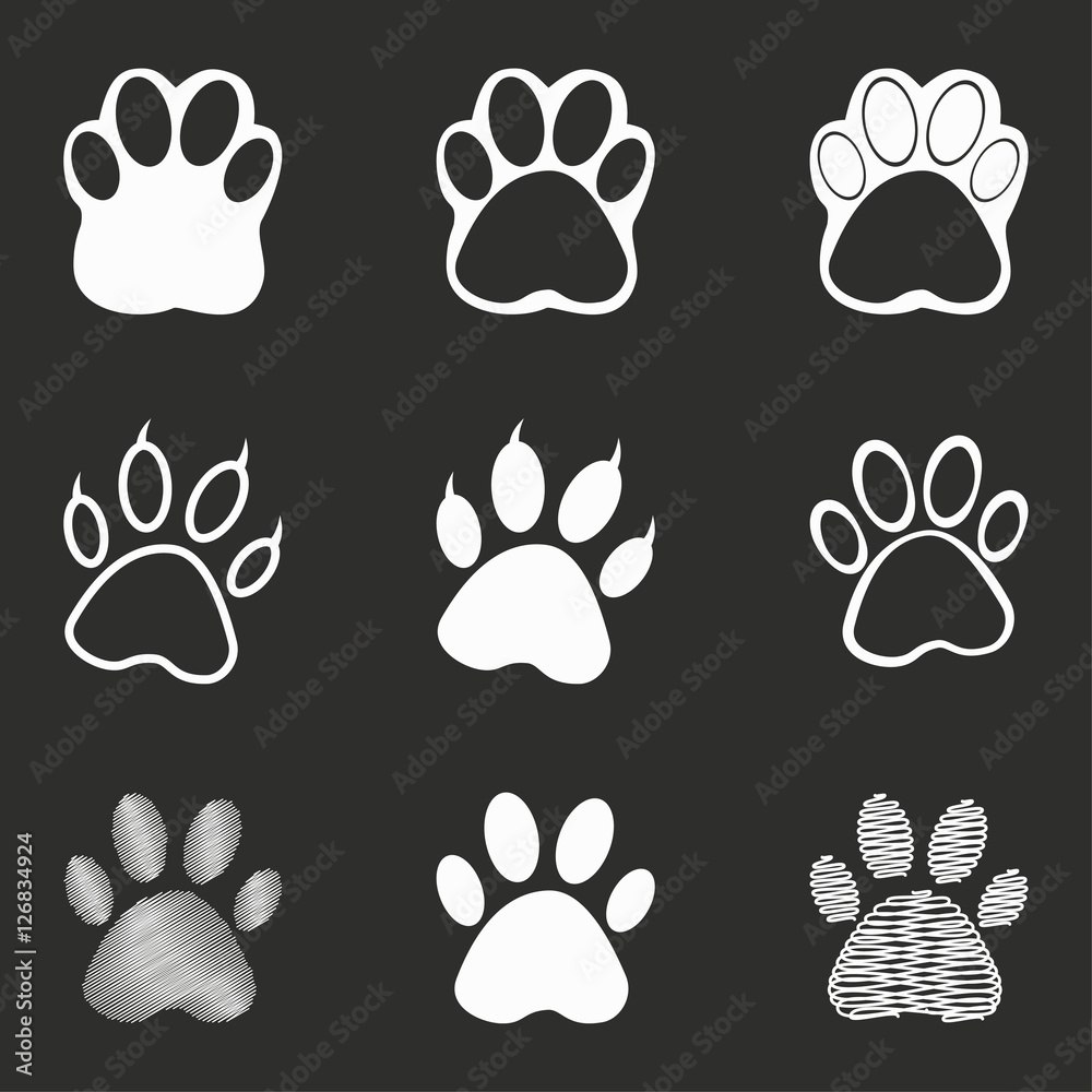 Fototapeta premium Paw icon set.