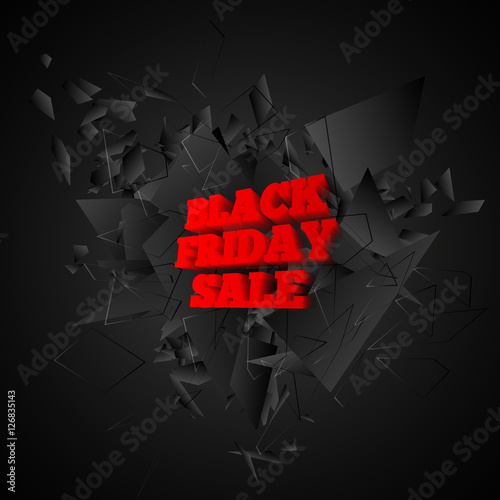 Black friday sale banner. Abstract black explosion. Vector illustration