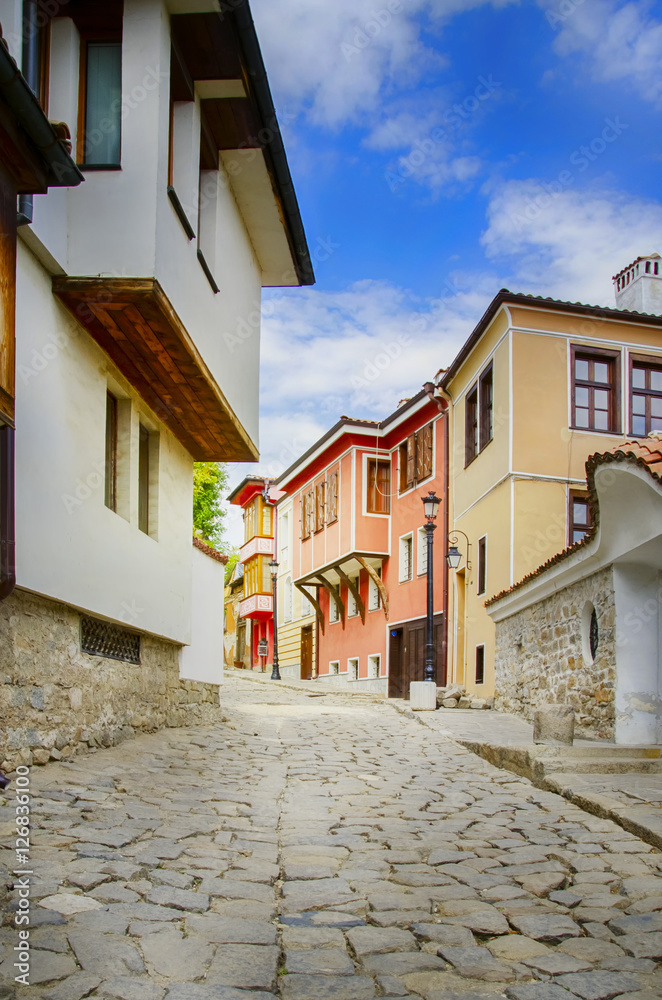 Plovdiv Old Town in Sunny Day, Bulgaria
