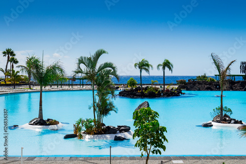Parque Maritimo Cesar Manrique in Santa Cruz de Tenerife, Spain. The pools of this public complex are filled with seawater. © daliu