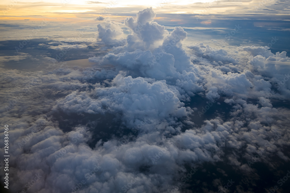 Beautiful cloud view from airplane on sunrise