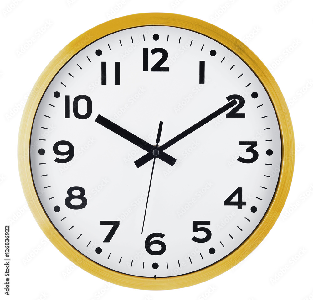 Wall clock isolated on white. Ten past ten. Wall clock isolated on white. Ten past ten.