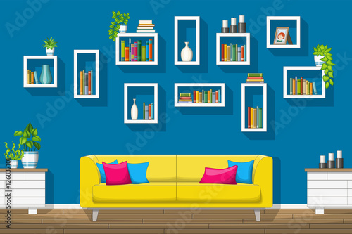 Illustration of interior equipment of a modern living room