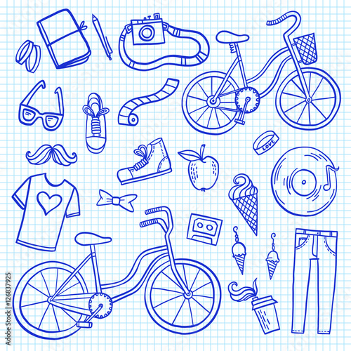 Hipster lifestyle icon collection