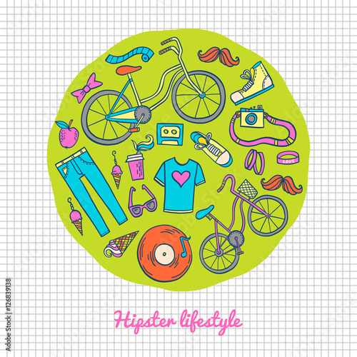 Hipster lifestyle icon collection