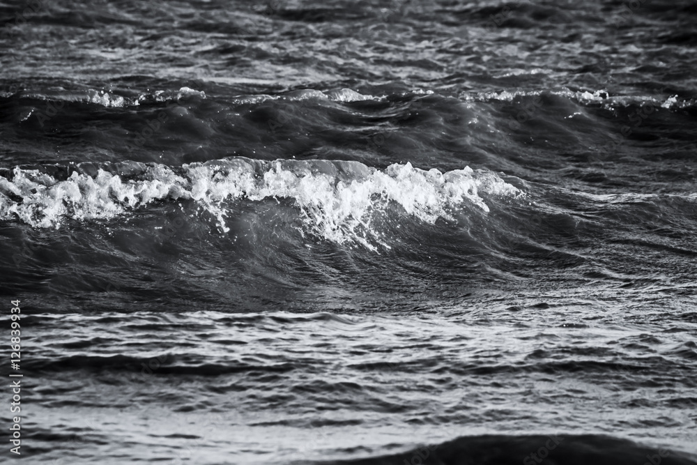 monochrome cold sea waves background, abstraction wallpaper