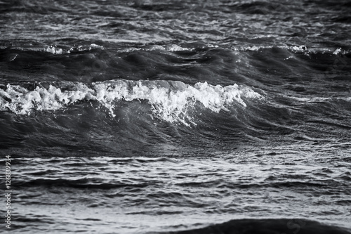 monochrome cold sea waves background, abstraction wallpaper