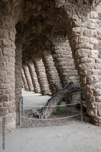 Park Guell Colonnaded Passage in Barcelona photo