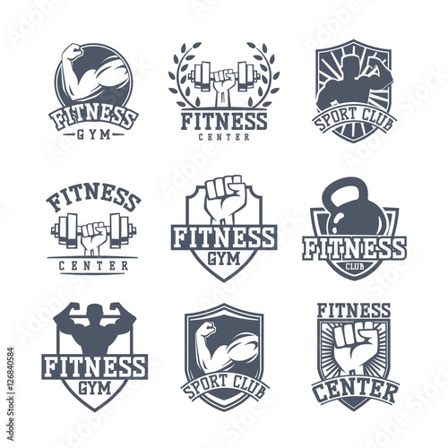 Gym fitness logo vector badge.