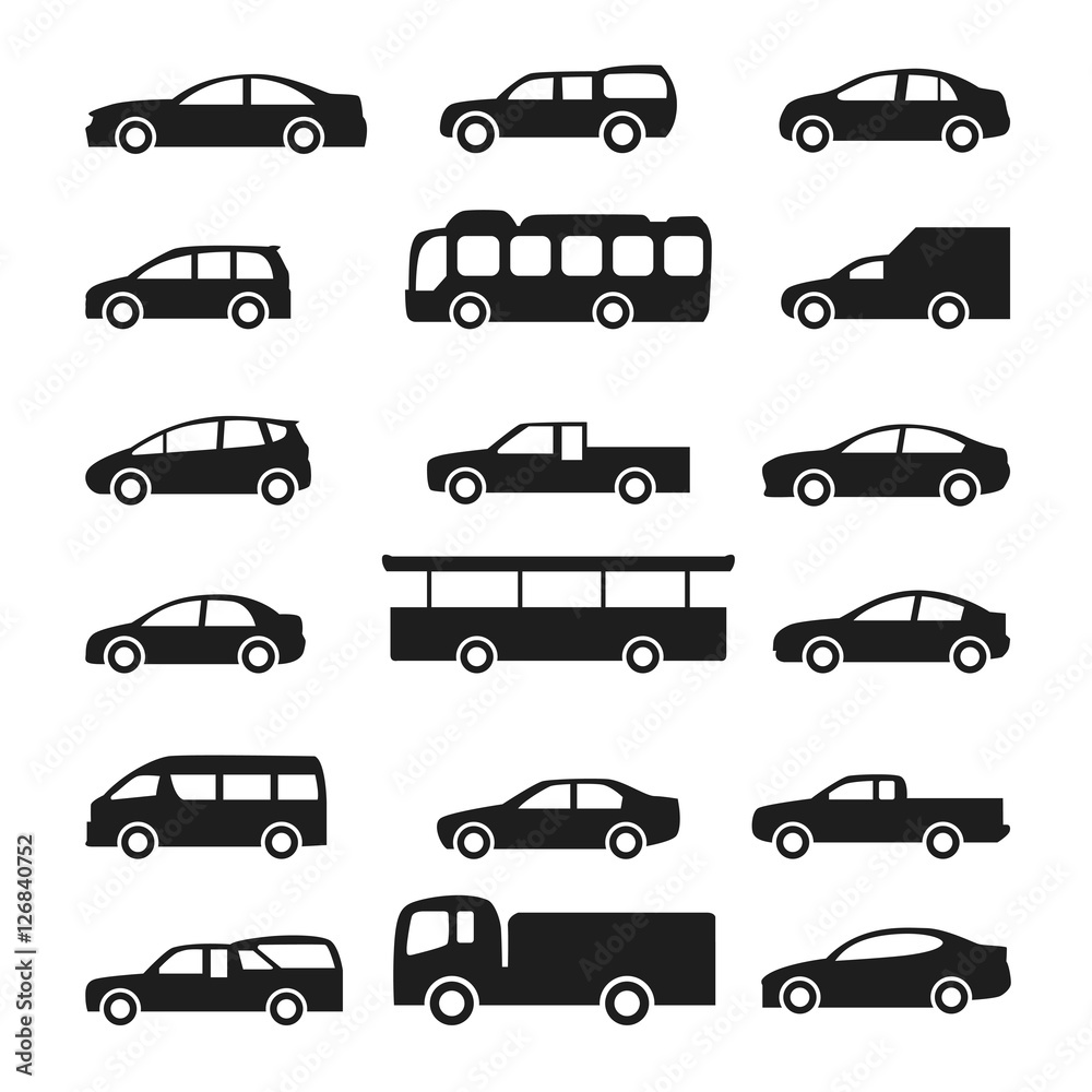 Cars icons vector set