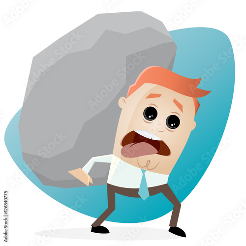 clipart of businessman carrying a big rock