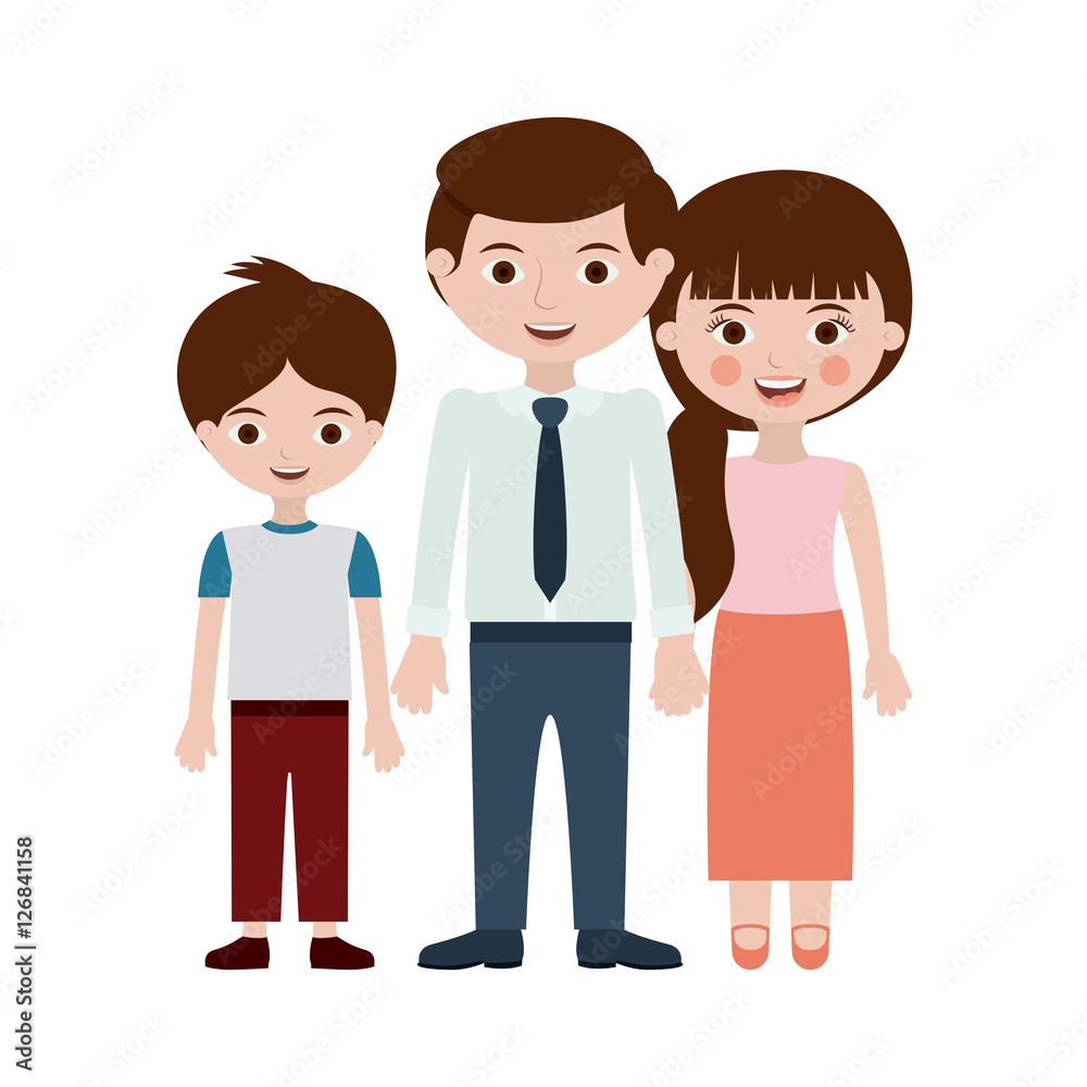 Parents and son cartoon icon. Family relationship avatar and generation theme. Isolated design. Vector illustration