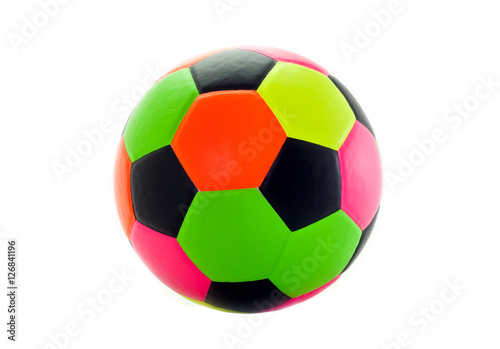 Many colors for children to play football on a white background.